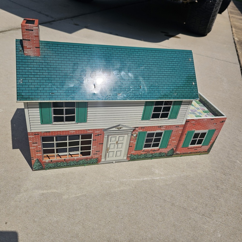 Vintage Marx Tin Litho Colonial 2 Story 6 Room Doll House
